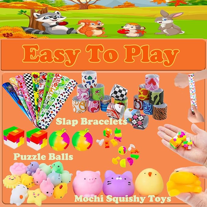 YOAUSHY 124 Pcs Party Favors for Kids 4-8, Prizes Box Toys for Kids Classroom, Treasure Box Toys for Classroom, Treasure Chest, Pinata Fillers Goodie Bag Stuffers, Valentines Day Gifts