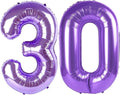 Purple Number 30 Balloon 40 inch, 30 Number Balloons, 30th Purple Birthday Decorations, 30 Year Old Girls Boys Party Supplies