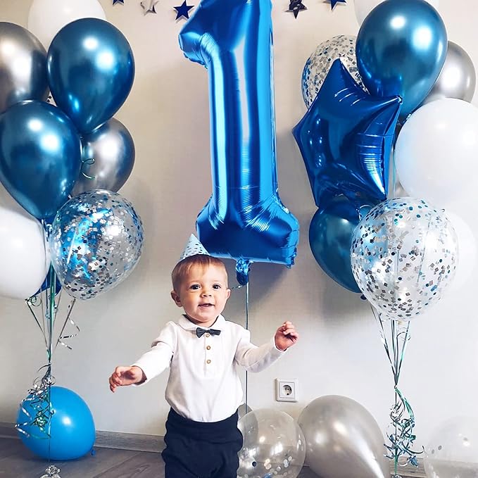 Number Balloons 40 Inch Blue Number 1 Balloon Large Helium Foil Mylar Balloons For Birthdays Party Decorations/Wedding/Anniversary/Graduations/Baby Shower
