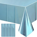 4pcs Light Blue Foil Tablecloth 54*72inch Plastic Baby Shower Frozen Birthday Party Table Cloths Disposable Waterproof Table Cover for Winter Christmas Wedding Graduation Party Supplies