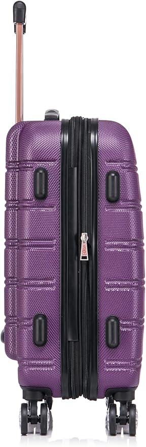 Rockland Melbourne Hardside 2 Piece Expandable Spinner Wheel Luggage Set, Carry-On 20" and Tote 14", Purple