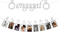Engagement Wedding Decorations - Silver Engaged Banner and Photo Banner for Party Decor