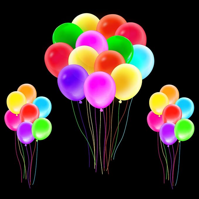 105pcs UV Neon Balloons 12inch Glow Party UV Black Light Balloons, Glow in the Dark for Birthday, Graduation, Baby Shower,Wedding, Anniversary Valentines Party Decorations
