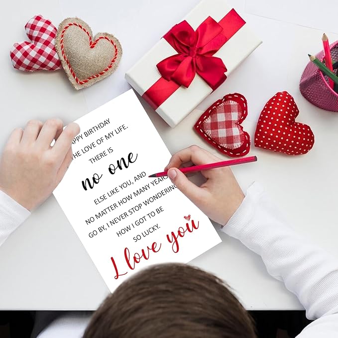 Romantic Birthday Card for Husband Wife Boyfriend Girlfriend Partner, Cute Birthday Love You Cards, Happy Birthday To The Love Of My Life