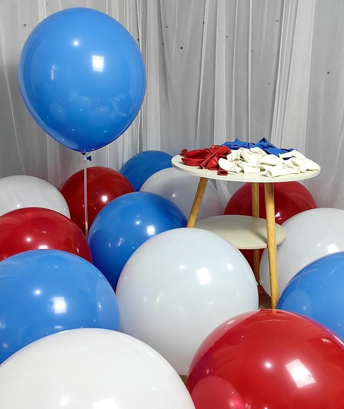 90 Pack Red White Blue Balloons 18 Inch Latex Party Balloon in Bulk for Patriotic Party Supplies, Memorial Day, 4th of July, Veterans Day, Wedding, Baby Shower