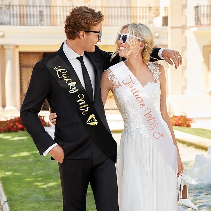 Engagement Party Decorations Future Mrs And Lucky Mr Sunglasses And Sash for Engagement Decorations Just Engaged Wedding Party Accessories Mr and Mrs Sign Gift