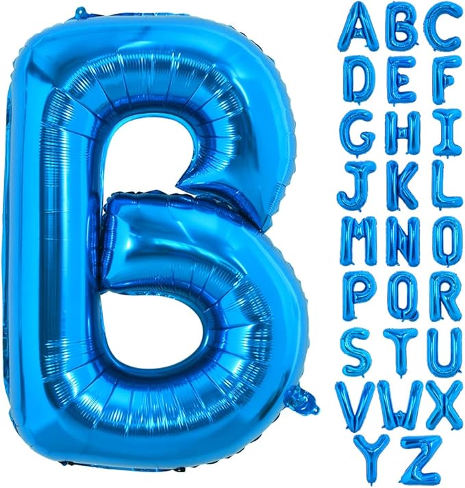 TONIFUL 40 Inch Large Blue Letter B Balloons Giant Alphabet Letter Balloons,Foil Mylar Big Balloons for 2026 Graduation Birthday Party Anniversary New Year Graduation Supplies Decorations