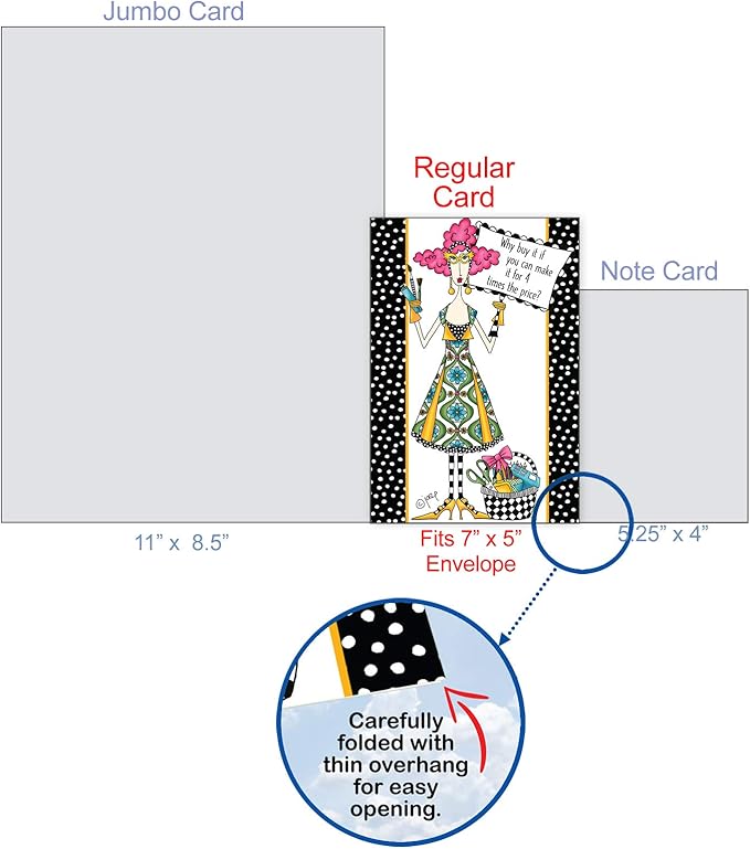 NobleWorks - 1 Funny Birthday Card for Women, Wife - Happy Bday Cartoon, Woman Notecard with Envelope - Four Times the Price C3669BDG