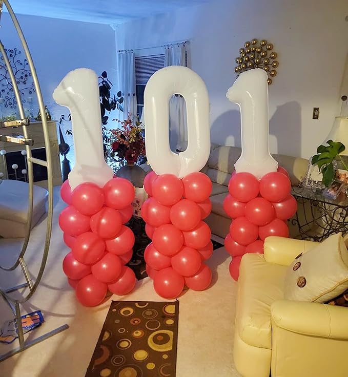 Number 6 Balloon 40 Inch, 6th Birthday Balloon for Boy Girl, White 16 60 61 65 Numbers Balloons Birthday Party Wedding Events Decorations