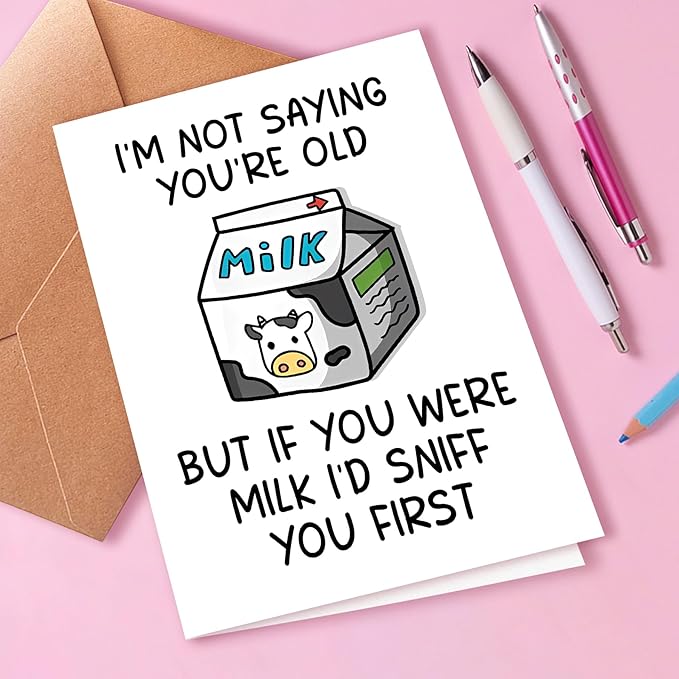 Funny Birthday Card for Him or Her, Funny Getting Older Birthday Card for Friends, Humorous Happy Birthday Card for Friend and Family, Old Age Happy Birthday Card