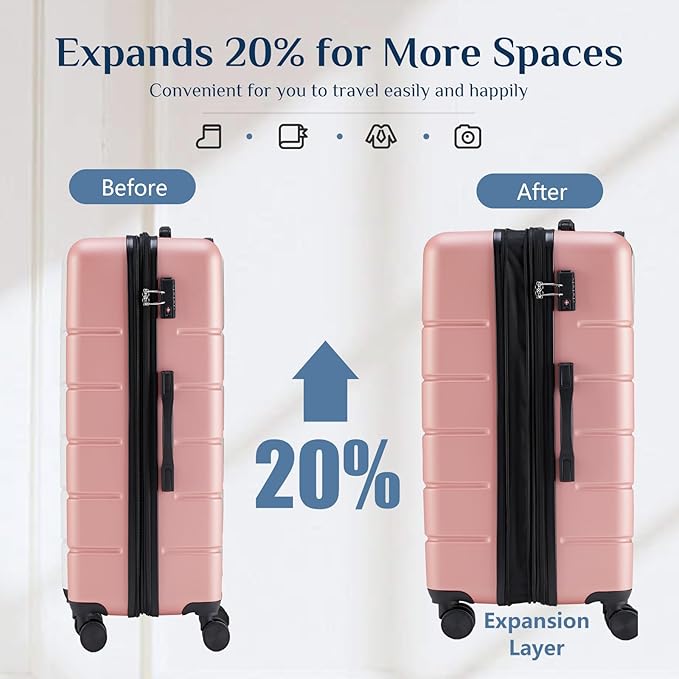 OLIXIS 29 Inch Luggage, Hardside Checked Suitcase with Spinner Wheels, Lightweight ABS Hard Shell Travel Luggage, TSA Approved Lock, Expandable Large Suitcase for Business & Travel–Pink