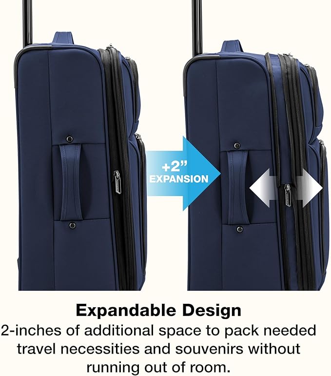 U.S. Traveler Anzio Softside Expandable Luggage with Spinner Wheels, Navy, 2-Piece Set (22/30)