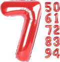 Red 7 Balloon, Number Balloon 40 Inch for Red Party Decorations, 7th Number, Red Seven Birthday Decorations, Number 7