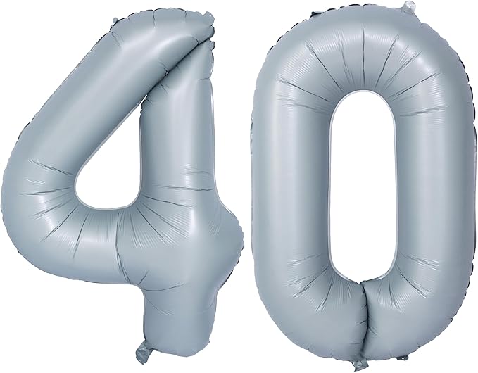 40 In Matte gray Number Balloons Helium Foil Mylar Balloon Birthday Party banquet Decoration 40