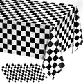 6 Pack Black and White Gingham Tablecloth Rectangular Buffalo Checkered Tablecloths Disposable Plastic Plaid Table Cover for Parties, Outdoor Picnic, Birthday, Wedding, Camping 54 × 108 Inch