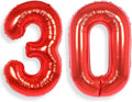 AULE 40 Inch Big Red Foil 30 Number Balloons for Women Large 30th Happy Birthday Decorations Giant Huge Helium Mylar 30rh Anniversary Party Decor