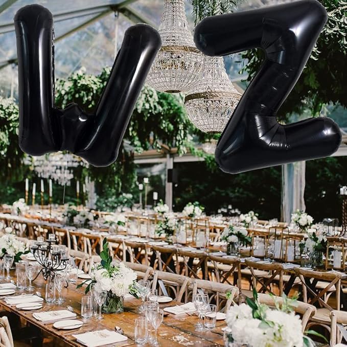 TONIFUL 40 Inch Large Black Z Letter Balloon - Jumbo Helium Foil Mylar Big Alphabet for 2026 New Year Eve Graduation Wedding Baby Shower Birthday Party Anniversary Supplies Decorations
