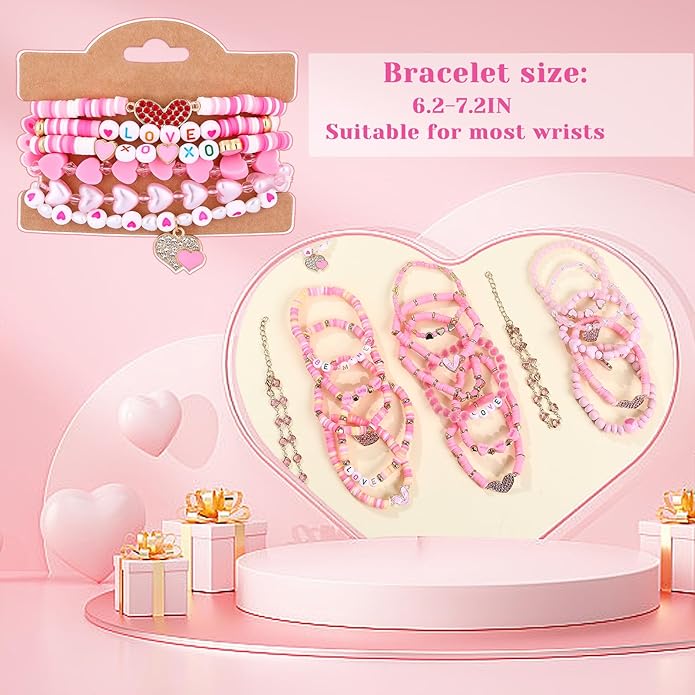 Cooluckday 36 Pcs Holiday Heishi Surfer Bracelets for Women Bulk Easter Mother's Day Christmas St. Patrick's Day Mardi Gras Bracelet Stackable Stretch Friendship Bracelets Set
