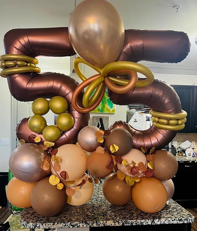 40 Inch Number 8 Balloon, Coffee Brown 8 18 28 80 Birthday Balloons for Men Boys, 8th Birthday Decorations Party Supplies, Wedding, Graduations