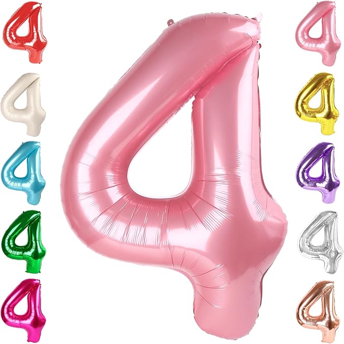 40 Inch Large Numbers Balloon, 4 Pearl Pink Ballon for 4th 14 40 44 Birthday Party, Balloon 4 Number for Graduations Wedding Supplies