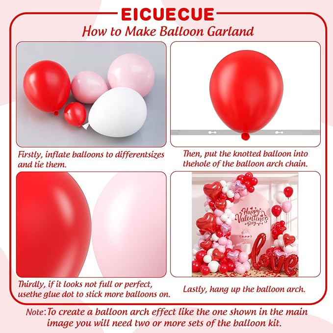 Valentines Day Balloons Garland Arch Kit - 161Pcs Different Size Red Pink White Balloons with Heart and LOVE Foil Balloon for Valentine's Day Galentine's Day Anniversary Party Decorations