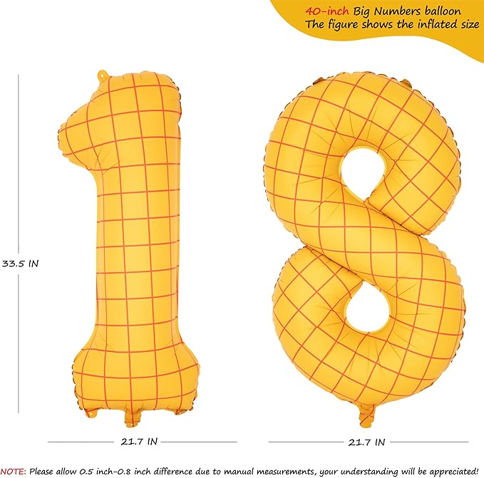 40-Inch Large Number Balloon Toy Inspired Story Matte Yellow Birthday Balloon Western Rodeo Party Supplies Boy Girl Story Anniversary Kids Birthday Party Cowboy Farm Themed Baby Welcome Decorations