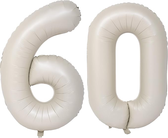 40 In Cream white Number Balloons Helium Foil Mylar Balloon Birthday Party banquet Decoration Digital 60