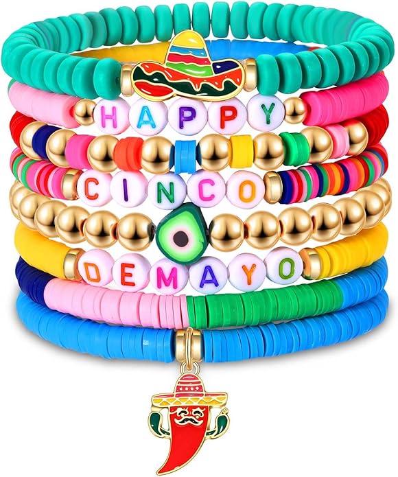 Surfer Heishi Bracelets for Women Stackable Rainbow Vinyl Disc Clay Beaded Stretch Bracelets Elastic Layering Friendship Bracelets Boho Summer Beach Jewelry