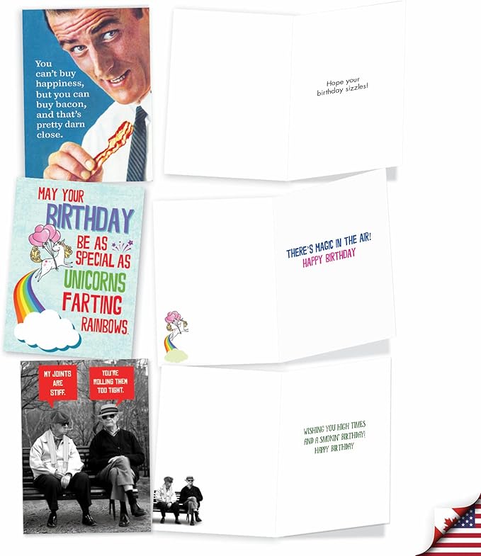NobleWorks - 20 Funny Box Set Birthday Greeting Cards Assortment with Envelopes (4.63 x 6.75 Inch) Adult Humor Variety Pack for Men and Women - Birthday Bonanza AC8837BDG-B2x10
