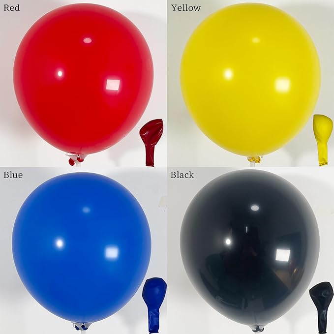 148PCS Red Blue Yellow Balloon Arch Garland Kit with Black Fire Flash Lightning Star Balloons for Cartoon Theme Party Supplies, Boys Birthday Decorations, Gaming or Superhero Style