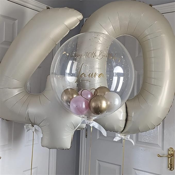 Beige Number 70 Birthday Balloons, 40 Inch Large Cream Foil Number 7 and 0 Balloons for Women, 70th Birthday Balloons White Sand for 70 Year Old Men Anniversary Birthday Party Decorations Supplies