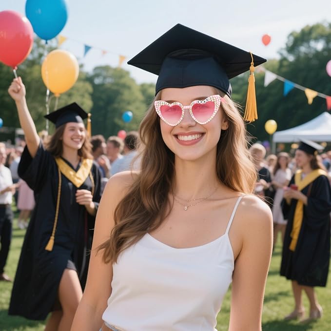 Jaciya Graduation Glasses for Women 2026 - Sparkly GRAD Sunglasses for Photo Booths, Party Favors, Grad Decorations