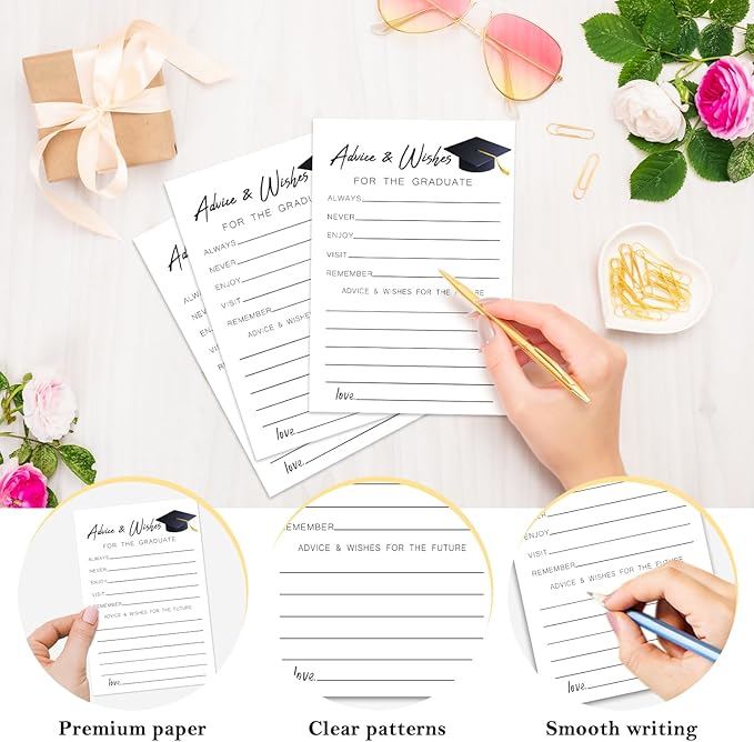 Graduation Advice and Wishes Cards, Modern Advice Cards For The Graduate, Grad Party Announcement Graduate Card, Graduation Party Games Decorations Supplies (20 Pack) A