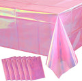 6 Pack Iridescent Plastic Tablecloth, Shiny Disposable Laser Rectangle Table Covers, Holographic Foil Tablecloth Party Decorations for Birthday Bridal Wedding Anniversary Party Supplies, 50 x 100 Inch