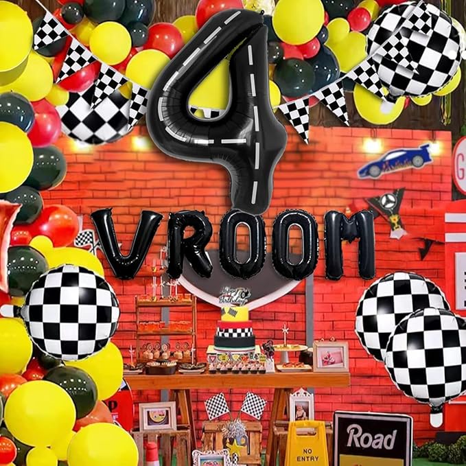 134pcs Balloons Race Car Birthday Party Supplies Decorations for Boys - Racing car Theme Party Supplies Happy Birthday Racecar Number Balloons Garland Kit Vroom Birthday Party Decorations