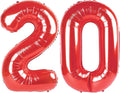 Red Jumbo Number 20 Balloon 40 Inch, Boy Girl 20 Birthday Supplies, Foil Helium 20 Birthday Giant Balloon, Mylar Red Number Balloons Anniversary Decorations