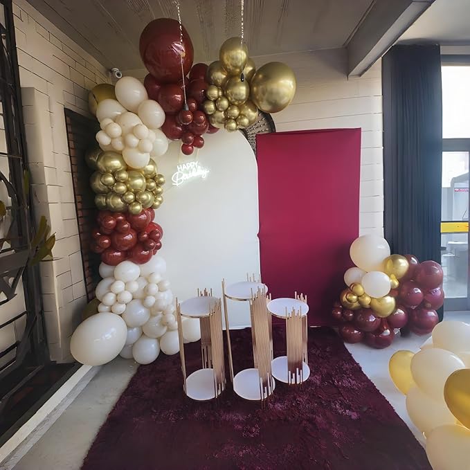 Burgundy and Gold Balloons, 60Pcs Burgundy Maroon Wine Dark Red White Metallic Gold Nude Balloons with Confetti Balloons for Girls Birthday Graduation Bridal Shower Wedding Party Decorations Supplies