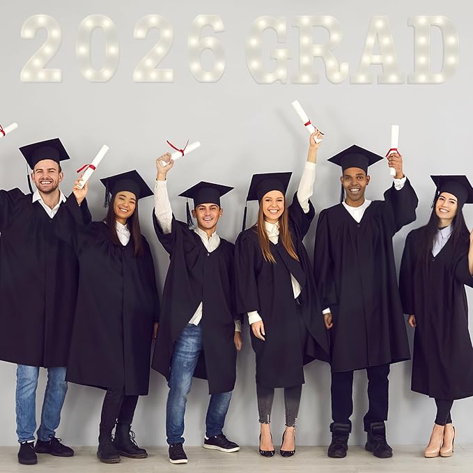 Graduation Decorations 2026-8 LED Long Marquee Light Up Letters 'Grad 2026' - Graduation Party Decor for Kindergarten Preschool High School College Graduation