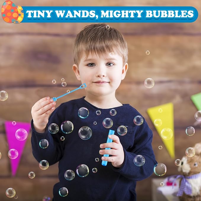 Easter Mini Bubbles Wands Toys Gifts Bulk for Kids,64 Pack Easter Party Favors Supplies for Toddlers,Easter Basket Goodie Gift Treat Bag Stuffers,Non Candy Classroom Prizes Pinata Fillers for Boy Girl