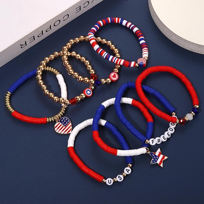 Surfer Heishi Bracelets for Women Stackable Rainbow Vinyl Disc Clay Beaded Stretch Bracelets Elastic Layering Friendship Bracelets Boho Summer Beach Jewelry