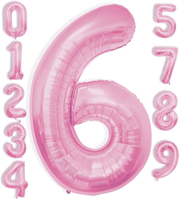 40 Inch Large Pink Number Celebration and Decoration Balloon for Birthday Parties, Graduations, Anniversaries, Weddings, Photo Shoots, Special Events - Helium Foil Mylar (Pink Number 6)
