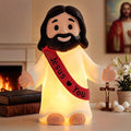 Jesus Resin Figurine,Christian Easter Decor,Jesus Night Light Statue,Figure for Home Office Table Decor Religious Gift