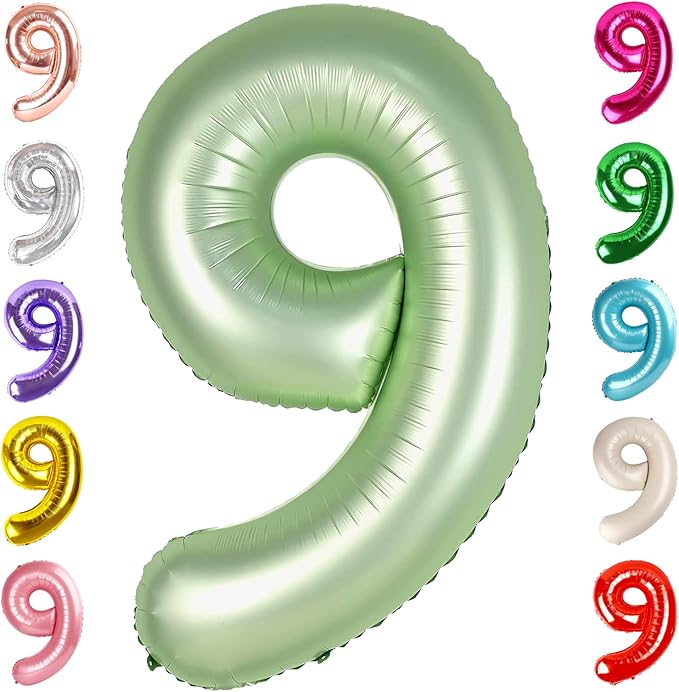 40 Inch Olive Green Numbers 9 Balloon, Balloons Decorations for 9 19 90 Birthday Party, Engagement, Wedding, Graduations, Photo Shoot Supplies