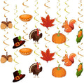 Thanksgiving Fall Hanging Swirls Party-Decorations - 24Pcs Streamers Garland,Turkey Maple Squirrel Pumpkin Ceiling Outdoor Indoor Windows Wall Autumn Baby Bridal Shower Wedding Decor Supplies Hugtmr