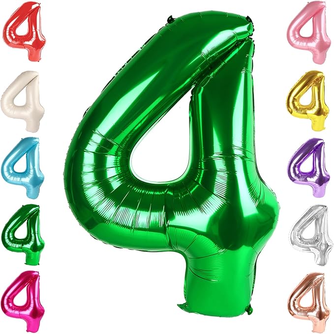 40 Inch Large Numbers Balloon, 4 Dark Green Ballon for 4th 14 40 44 Birthday Party, Balloon 4 Number for Graduations Wedding Supplies
