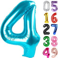 Light Blue Number 4 Balloon 40 Inch, 4th Birthday Party Decorations for Children, Giant 4 Foil Balloon for Party Supplies