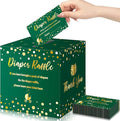 Funrous 51 Diaper Raffle Tickets with Box for Baby Shower Game Invitations Diaper Raffle Card for Gender Reveal Baby Shower Party Decoration Table Centerpiece(Green, Gold)