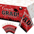 6 Pack Graduation Tablecloth Party Decorations, Class of 2026 Congrats Grad Plastic Tablecover Party Supplies, Red Rectangle Graduation Table Decorations for College High School Party, 54 x 108 Inch