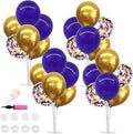 TONIFUL Purple Gold Balloon Centerpieces for Table,Balloon Stand Kit for Graduation Decoration 2026 Class of 2026 Party Decorations,Retirement,Anniversary,Birthday Decorations (4 Set)