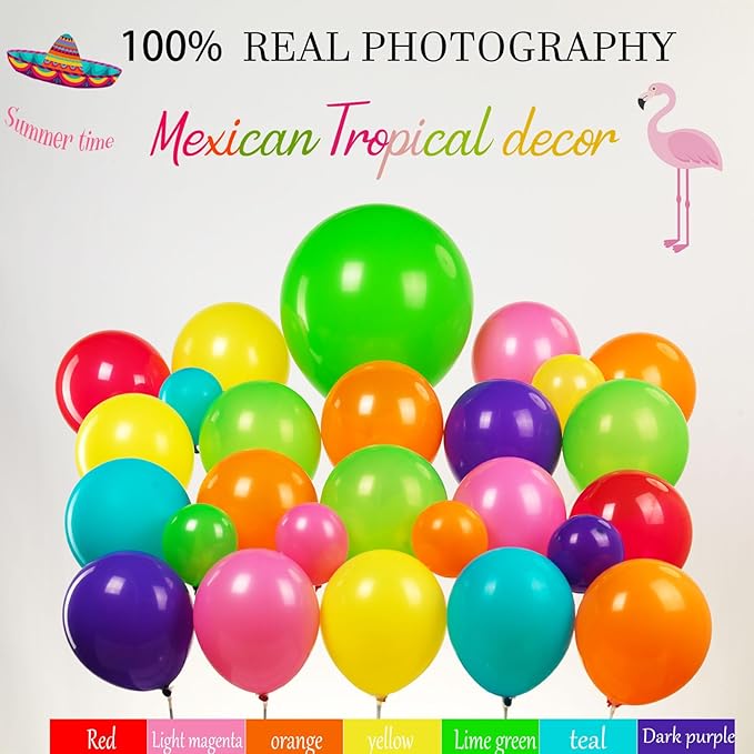 Mexican Festival party Decorations with Colorful Rainbow Balloon Garland Arch for Mexican Cinco de Mayo independence Cielito Lindo theme Holiday Birthday Baby Shower Party Decorations